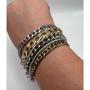 Jenny Bird Multi Chain Bracelet Mixed Metal Gold Silver Layered Adjustable 7–8.5